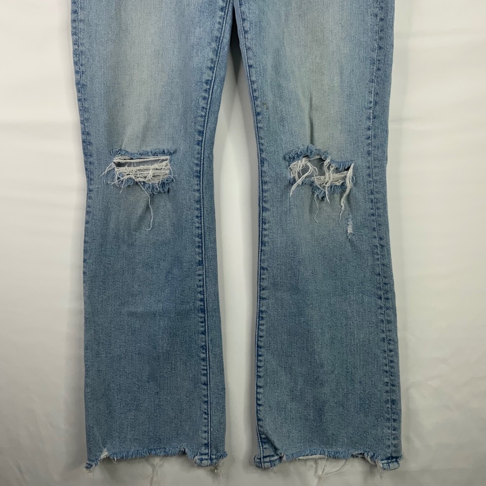 MOTHER The Hustler Ankle Fray Distressed Bootcut Jeans Light Blue High Rise - Picture 8 of 13